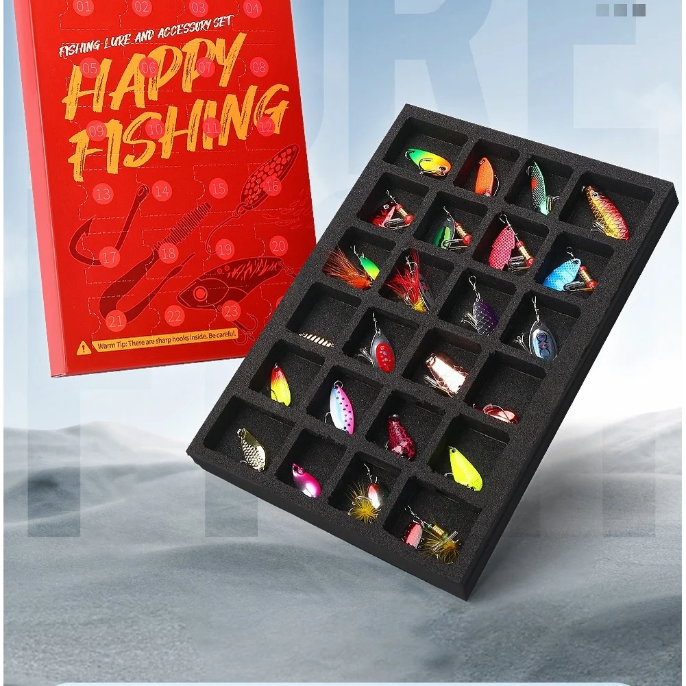 Fishing Lure Spinner Kit 24 Pieces with Barbed Treble Hooks Assorted Weights Tackle Box for Convenient Storage
Fishing Lure Spinner Kit 24 Pieces with Barbed Treble Hooks Assorted Weights Tackle Box for Convenient Storage