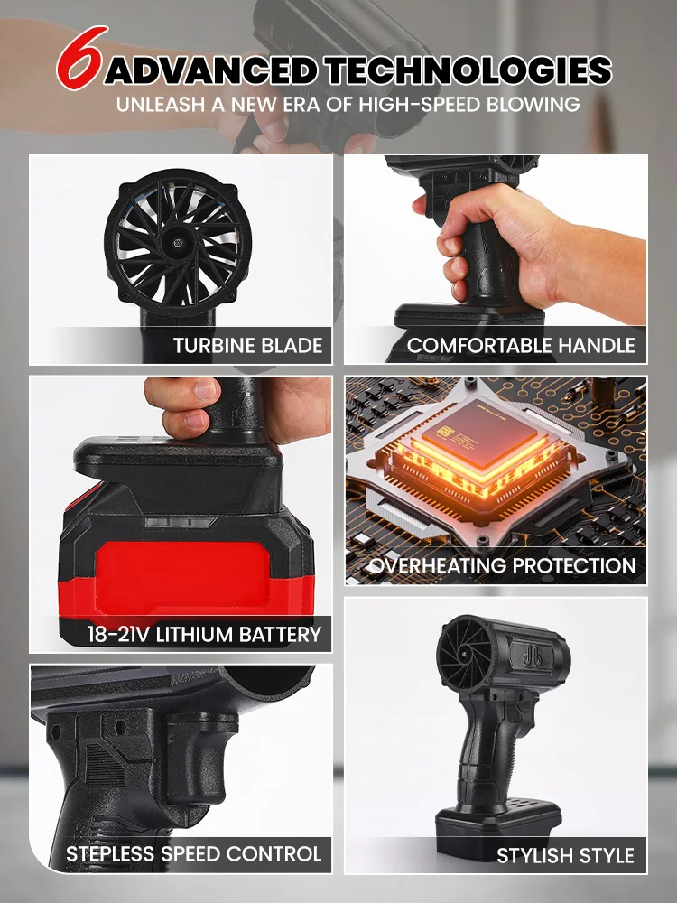 210000RPM Brushless Motor Car Wash Air Gun 1300g Thrust Electric POWERFUL BLOWERS Car Violent Dryer For Makita/Milwaukee/Dewalt
210000RPM Brushless Motor Car Wash Air Gun 1300g Thrust Electric POWERFUL BLOWERS Car Violent Dryer For Makita/Milwaukee/Dewalt