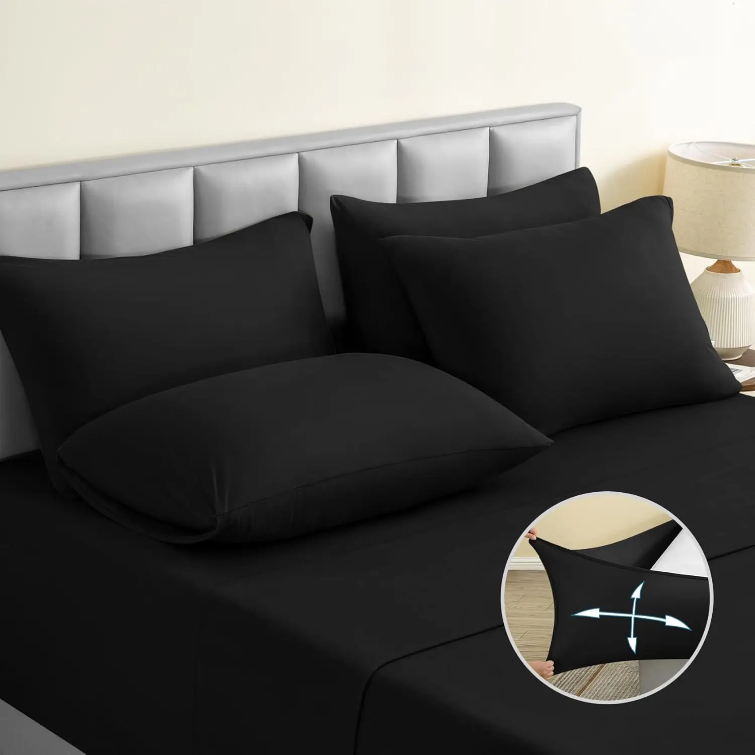 6-Piece Non-Slip Super Soft Bed Sheet Set King, Wrinkle-Free Spandex Blend with 18-Inch Deep Pocket, 4-Way Stretch
6-Piece Non-Slip Super Soft Bed Sheet Set King, Wrinkle-Free Spandex Blend with 18-Inch Deep Pocket, 4-Way Stretch