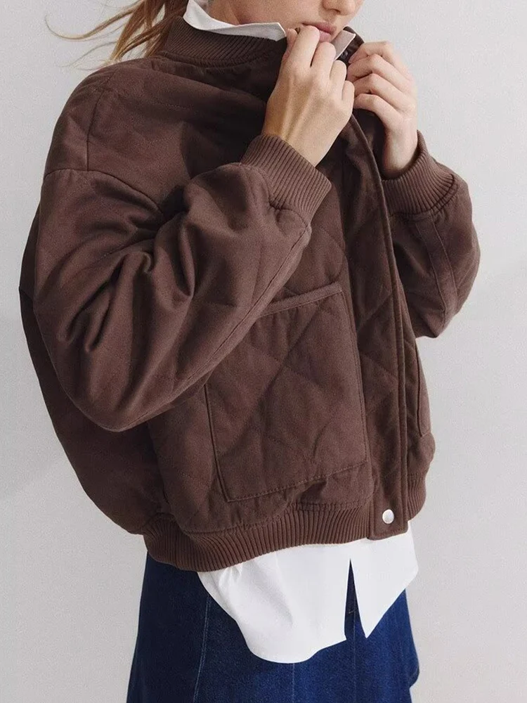 European and American style autumn new fashion women's retro loose casual simple long-sleeved quilted bomber jacket
European and American style autumn new fashion women's retro loose casual simple long-sleeved quilted bomber jacket