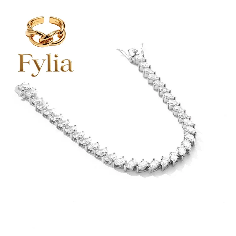 Fylia Jewelry Luxury Solid Platinum PT950 Women's Water 0.5 karat Pear-shaped Moissanite Diamond Bracelet Instagram Popular St
Fylia Jewelry Luxury Solid Platinum PT950 Women's Water 0.5 karat Pear-shaped Moissanite Diamond Bracelet Instagram Popular St
