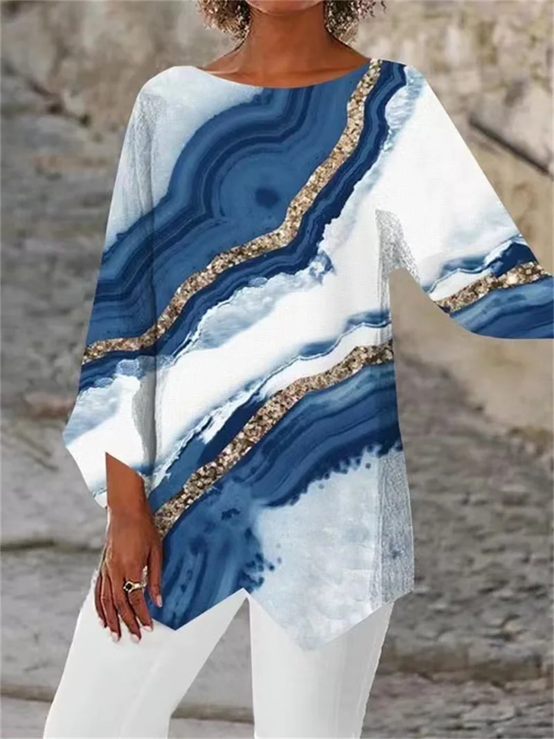 Women's Clothing 2023 Spring Summer New Geometric Print Splice V-Neck 9/3 Sleeve T-Shirt Top Women Female Fashion Shirts Lady
Women's Clothing 2023 Spring Summer New Geometric Print Splice V-Neck 9/3 Sleeve T-Shirt Top Women Female Fashion Shirts Lady