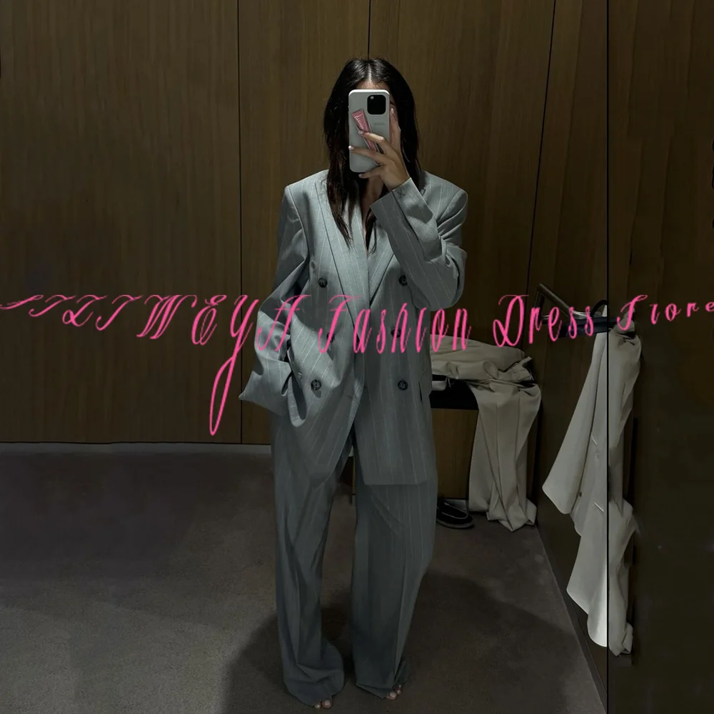 Elegant Stripe Women's 2 Pieces Suit Set Blazer + Wiide Leg Pants for Office Business Formal Lady Chic Outfits Fashion Trousers
Elegant Stripe Women's 2 Pieces Suit Set Blazer + Wiide Leg Pants for Office Business Formal Lady Chic Outfits Fashion Trousers