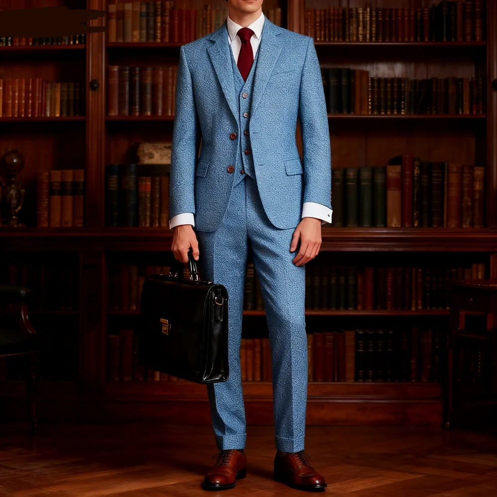 Men's Slim Fit Tweed Wool Wedding Suit Gray Spine Smoking Formal Jacket Vest - Wedding Groomsmen Attire Male Casual Wear
Men's Slim Fit Tweed Wool Wedding Suit Gray Spine Smoking Formal Jacket Vest - Wedding Groomsmen Attire Male Casual Wear