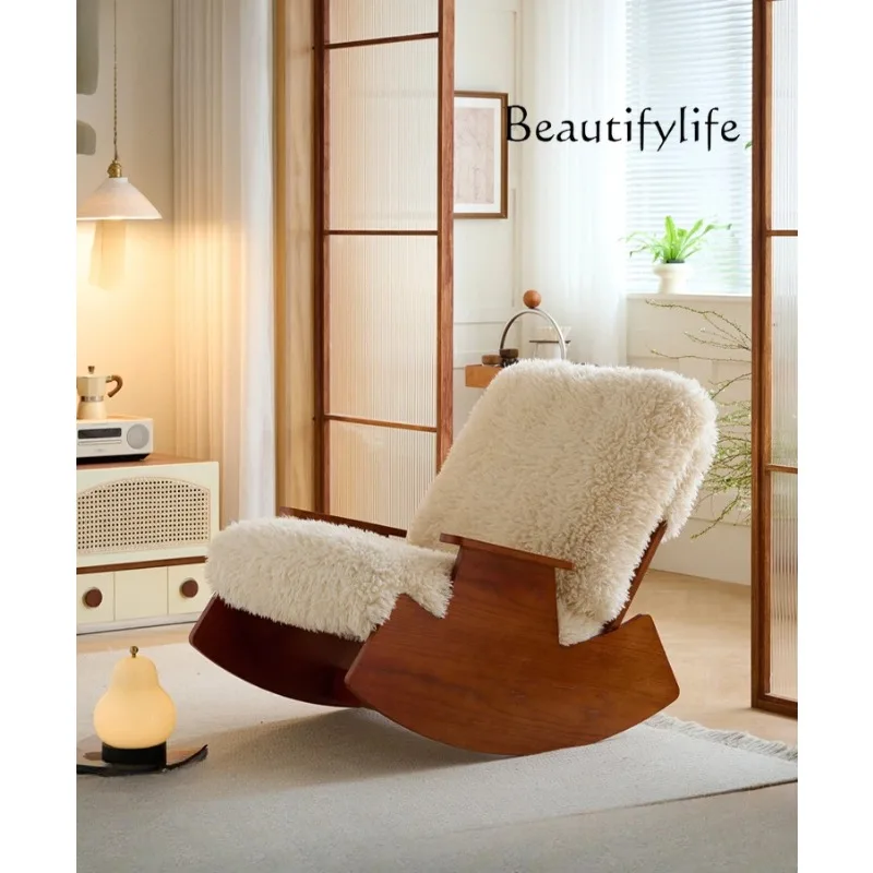 Single Plush Rocking Chair Balcony Living Room Leisure Recliner Cream Style Mid-Ancient Solid Wood Sofa
Single Plush Rocking Chair Balcony Living Room Leisure Recliner Cream Style Mid-Ancient Solid Wood Sofa