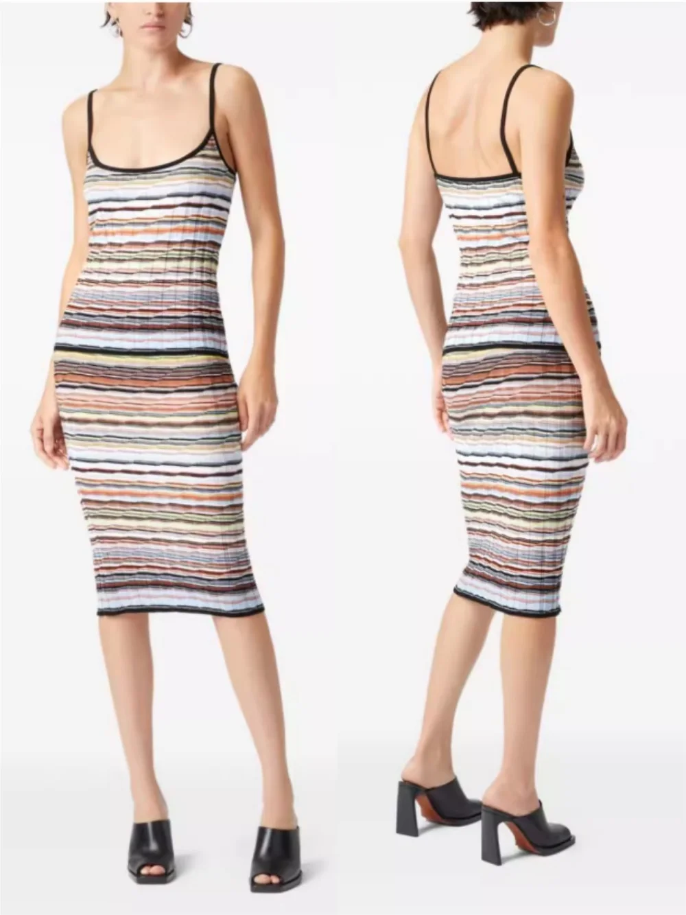 2025 New Ladies Multicolor Striped Knitted Set U-Neck Sleeveless Camisole Top + Elastic Waist Straight Midi Skirt Retro Suit
2025 New Ladies Multicolor Striped Knitted Set U-Neck Sleeveless Camisole Top + Elastic Waist Straight Midi Skirt Retro Suit