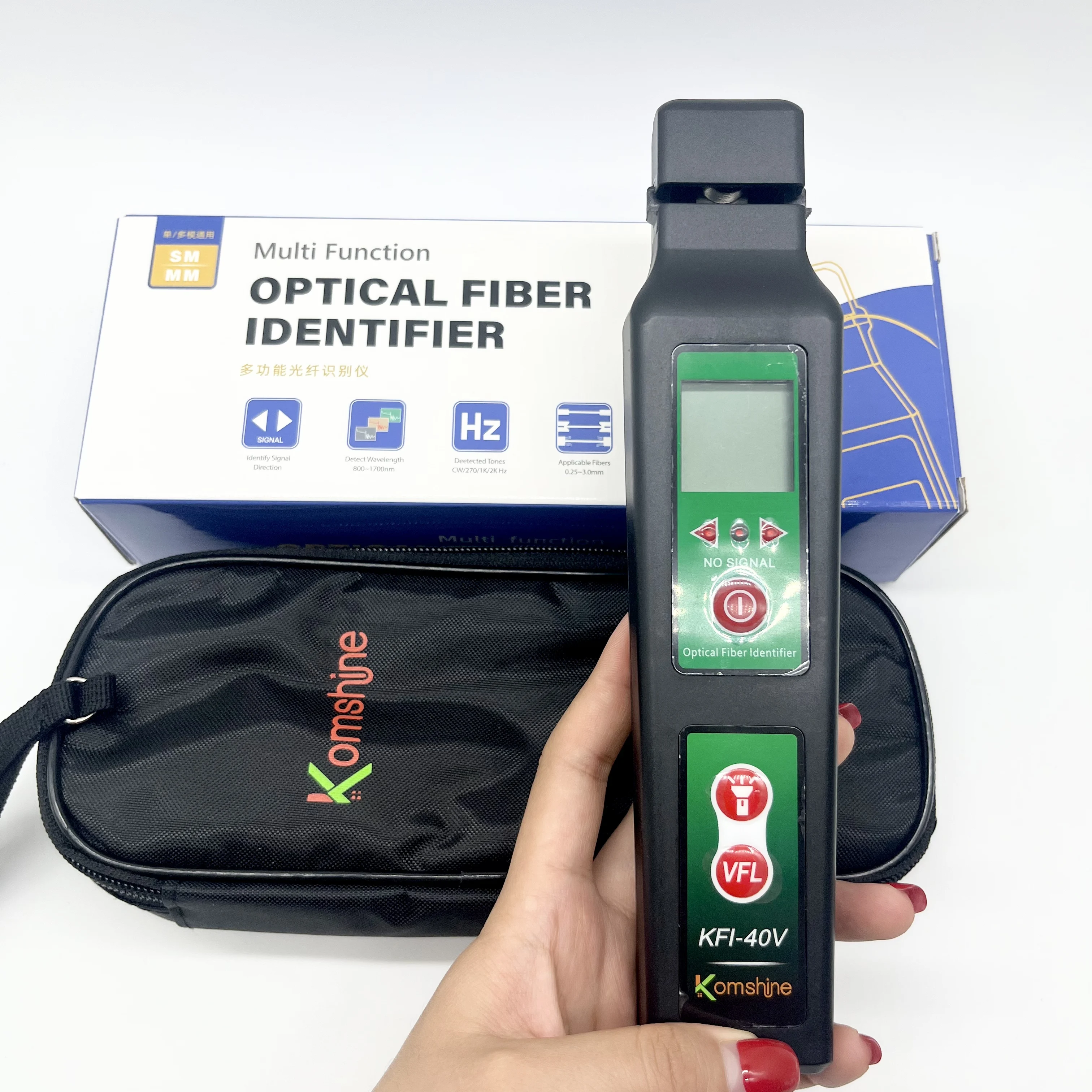 Идентификатор стекловолокна FTTH KFI-40V для детектора стекловолокна 800-1700 нм и кабель для тестирования с функцией VFL
Идентификатор стекловолокна FTTH KFI-40V для детектора стекловолокна 800-1700 нм и кабель для тестирования с функцией VFL