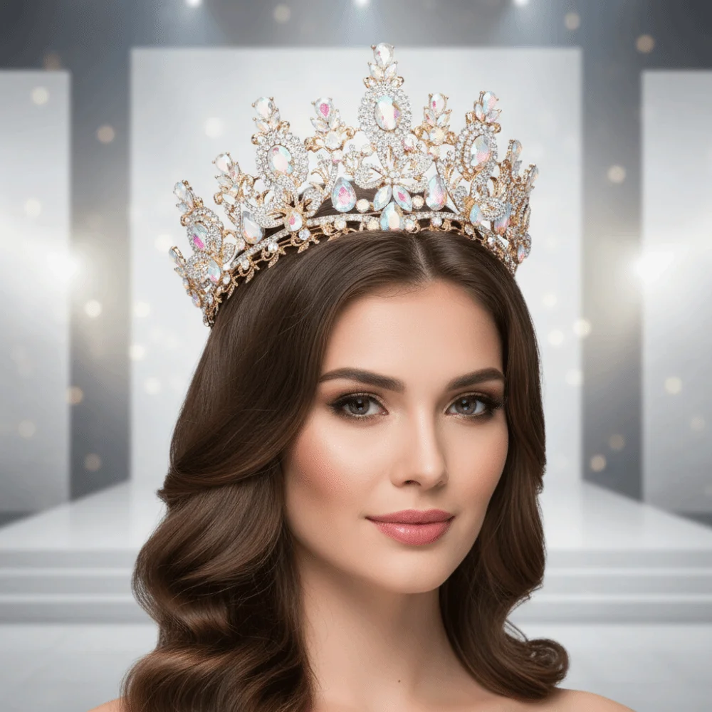 Princess Diadem Handmade Bridal Tiara Luxurious Exquisite Crystal Crown Sparkling Metallic Baroque Headpiece Pageant
Princess Diadem Handmade Bridal Tiara Luxurious Exquisite Crystal Crown Sparkling Metallic Baroque Headpiece Pageant