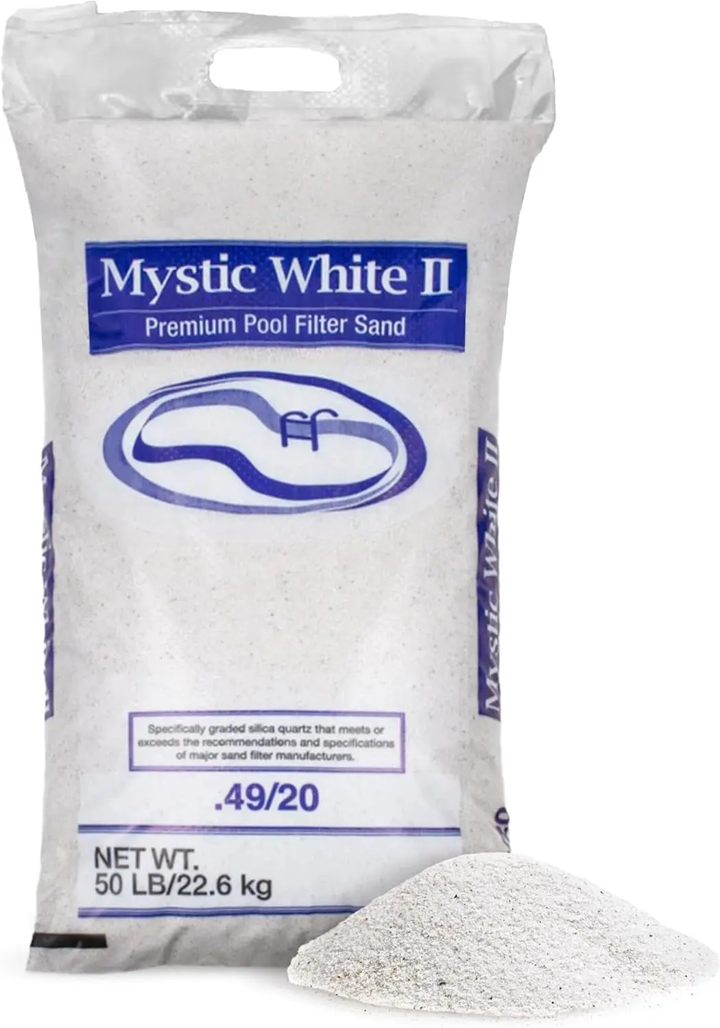 Mystic White II Sand 50 Lb for Above & Inground Pool Filter Pumps
Mystic White II Sand 50 Lb for Above & Inground Pool Filter Pumps