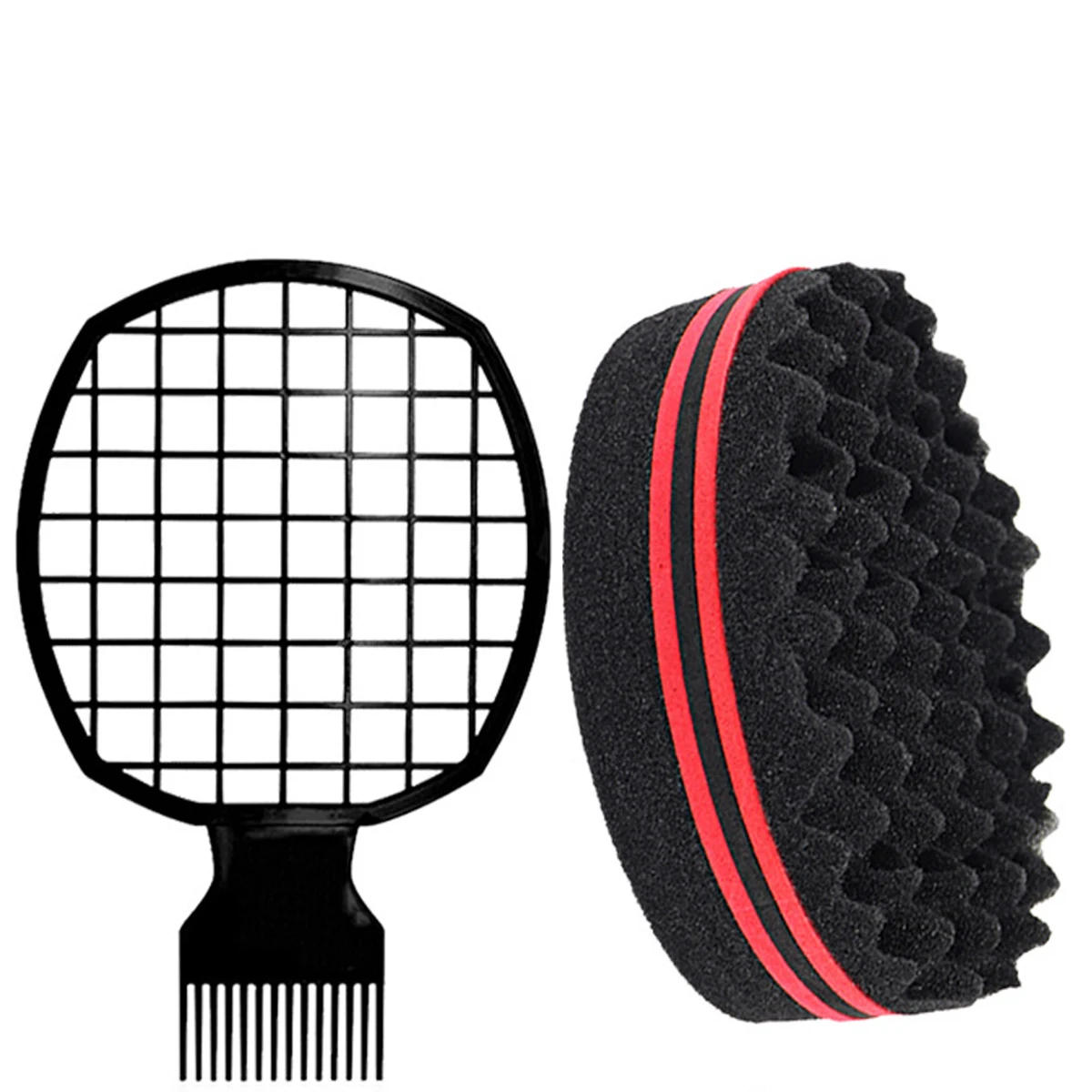 Double sided wavy hair sponge set, grid shaped comb, wide toothed hair comb, black hair perm tool, special for real hair wigs
Double sided wavy hair sponge set, grid shaped comb, wide toothed hair comb, black hair perm tool, special for real hair wigs