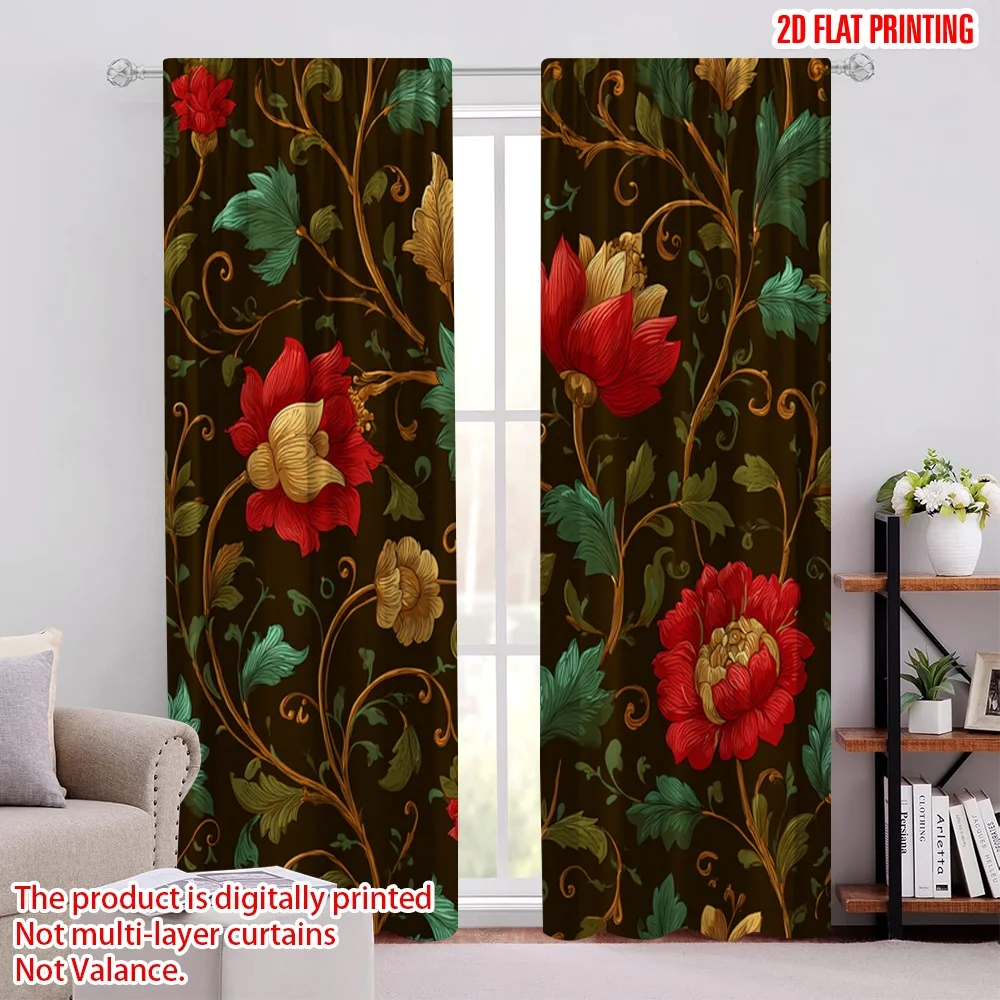2pcs 2D flat printing Party Curtain Vintage Floral Red Flowers (2) Digital Printed Polyester Drapes Family Party Perfect for
2pcs 2D flat printing Party Curtain Vintage Floral Red Flowers (2) Digital Printed Polyester Drapes Family Party Perfect for