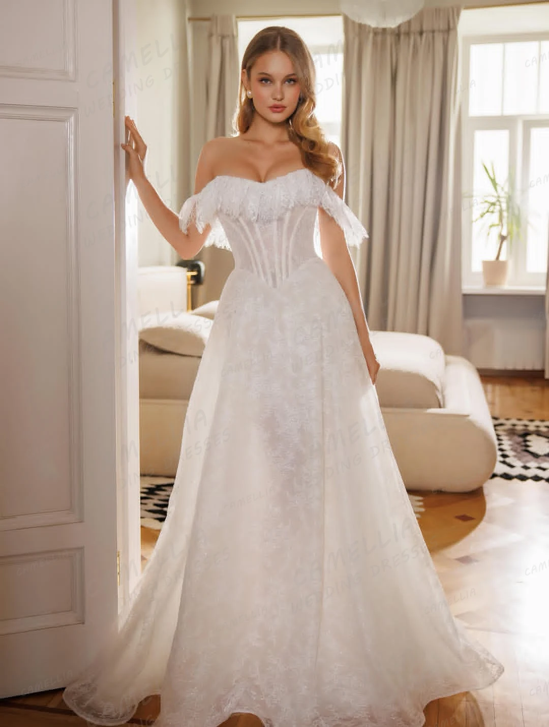 Exquisite Off Shoulder Wedding Dresses Appliques Customized Women's A Line Bridal Gowns Tulle Elegant Backless Vestidos De Novia
Exquisite Off Shoulder Wedding Dresses Appliques Customized Women's A Line Bridal Gowns Tulle Elegant Backless Vestidos De Novia