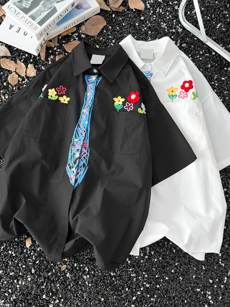 Summer Thin Embroidered Short Sleeve Casual Shirt for Men Youth Design Sensation Hong Kong Style College Wind Lightweight Shirt
Summer Thin Embroidered Short Sleeve Casual Shirt for Men Youth Design Sensation Hong Kong Style College Wind Lightweight Shirt