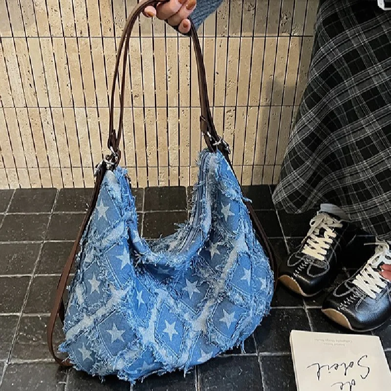 Plaid Large-capacity Washed Denim Shoulder Bag Fashionable Tote Bag Casual Versatile Women's Tote Bag
Plaid Large-capacity Washed Denim Shoulder Bag Fashionable Tote Bag Casual Versatile Women's Tote Bag