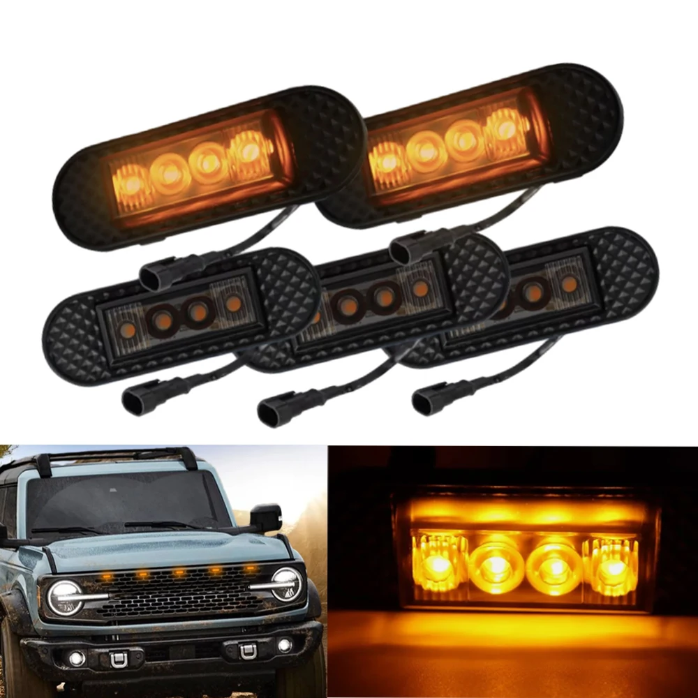 5 шт., желтые фонари для автомобильной решетки радиатора Ford Bronco Badlands Wildtrak Everglasses 2021-2023
5 шт., желтые фонари для автомобильной решетки радиатора Ford Bronco Badlands Wildtrak Everglasses 2021-2023