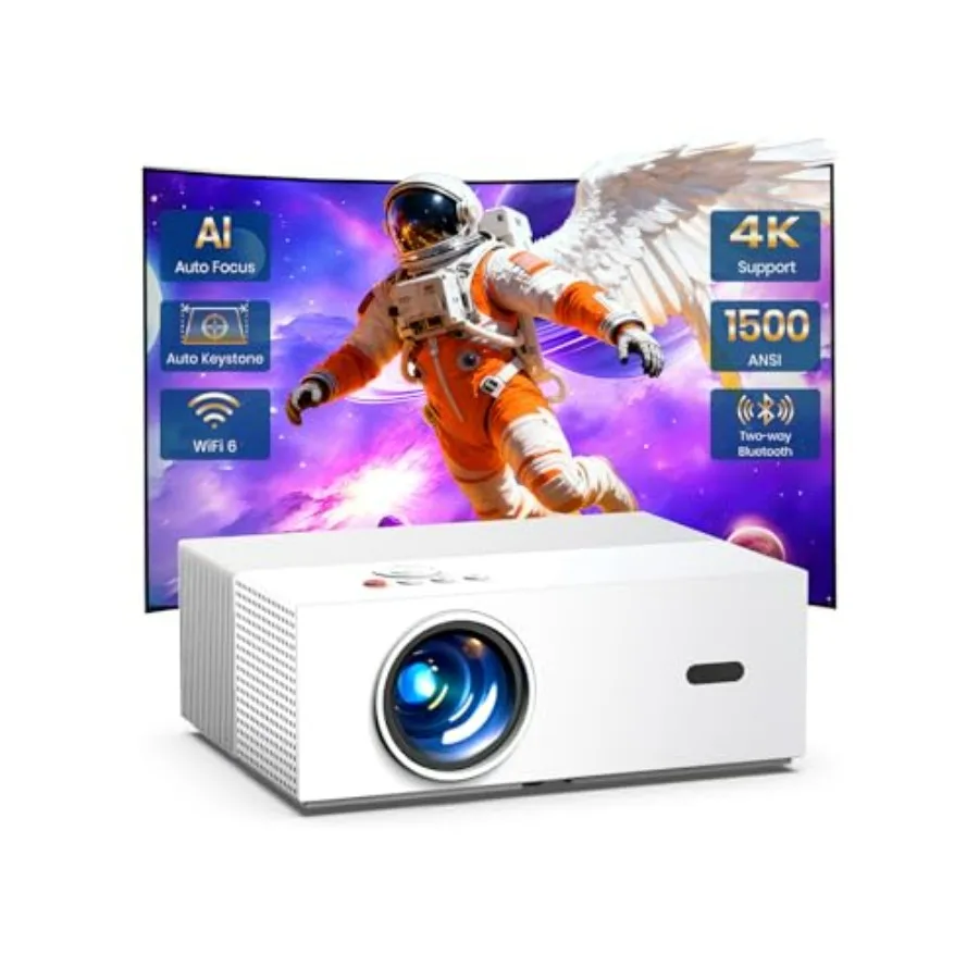 Уличный кинопроектор 1080P с Wi-Fi, Bluetooth, поддержкой 4K, яркостью 1500 ANSI люмен, автоматической коррекцией трапецеидальных искажений, совместимый с iOS и Android
Уличный кинопроектор 1080P с Wi-Fi, Bluetooth, поддержкой 4K, яркостью 1500 ANSI люмен, автоматической коррекцией трапецеидальных искажений, совместимый с iOS и Android