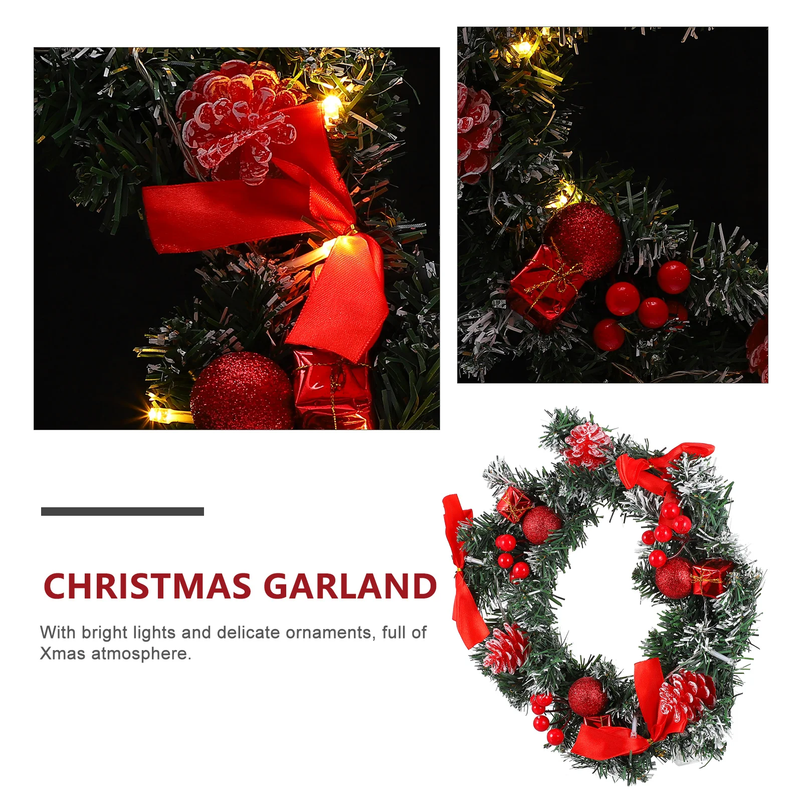 Decoration with Lamp Wreath Christmas Front Door Red Bow Garland Artificial Wall Decorations Wreaths for Decorated Pvc Ornament 
Decoration with Lamp Wreath Christmas Front Door Red Bow Garland Artificial Wall Decorations Wreaths for Decorated Pvc Ornament