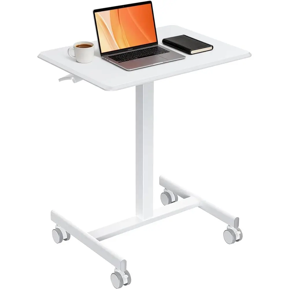 Adjustable Height Rolling Laptop Desk with Lockable Casters, Portable Stand-Up Desk for Home Office or Dorm, White
Adjustable Height Rolling Laptop Desk with Lockable Casters, Portable Stand-Up Desk for Home Office or Dorm, White