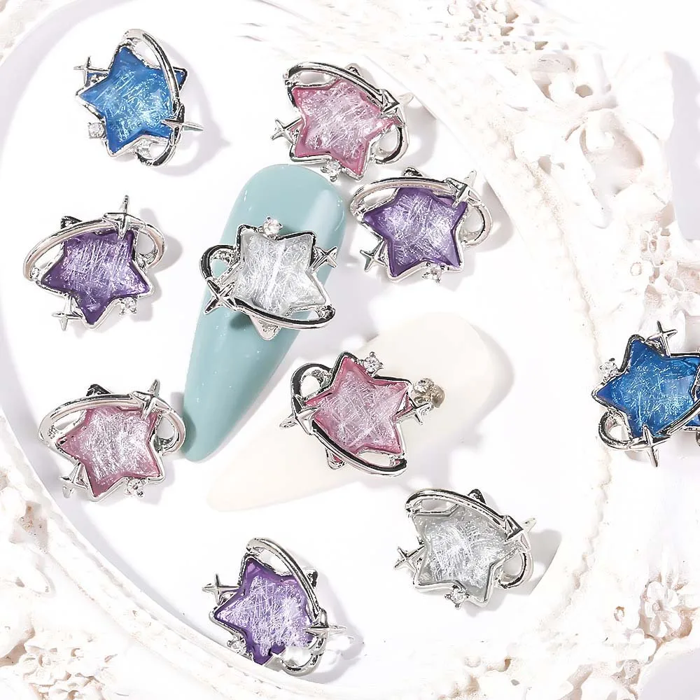 10pcs Punk Saturn Star Nail Art Charm 3D Metal Hollow Triangle Star Glitter Diamond Nail Rhinestone DIY Luxury Nail Accessories
10pcs Punk Saturn Star Nail Art Charm 3D Metal Hollow Triangle Star Glitter Diamond Nail Rhinestone DIY Luxury Nail Accessories