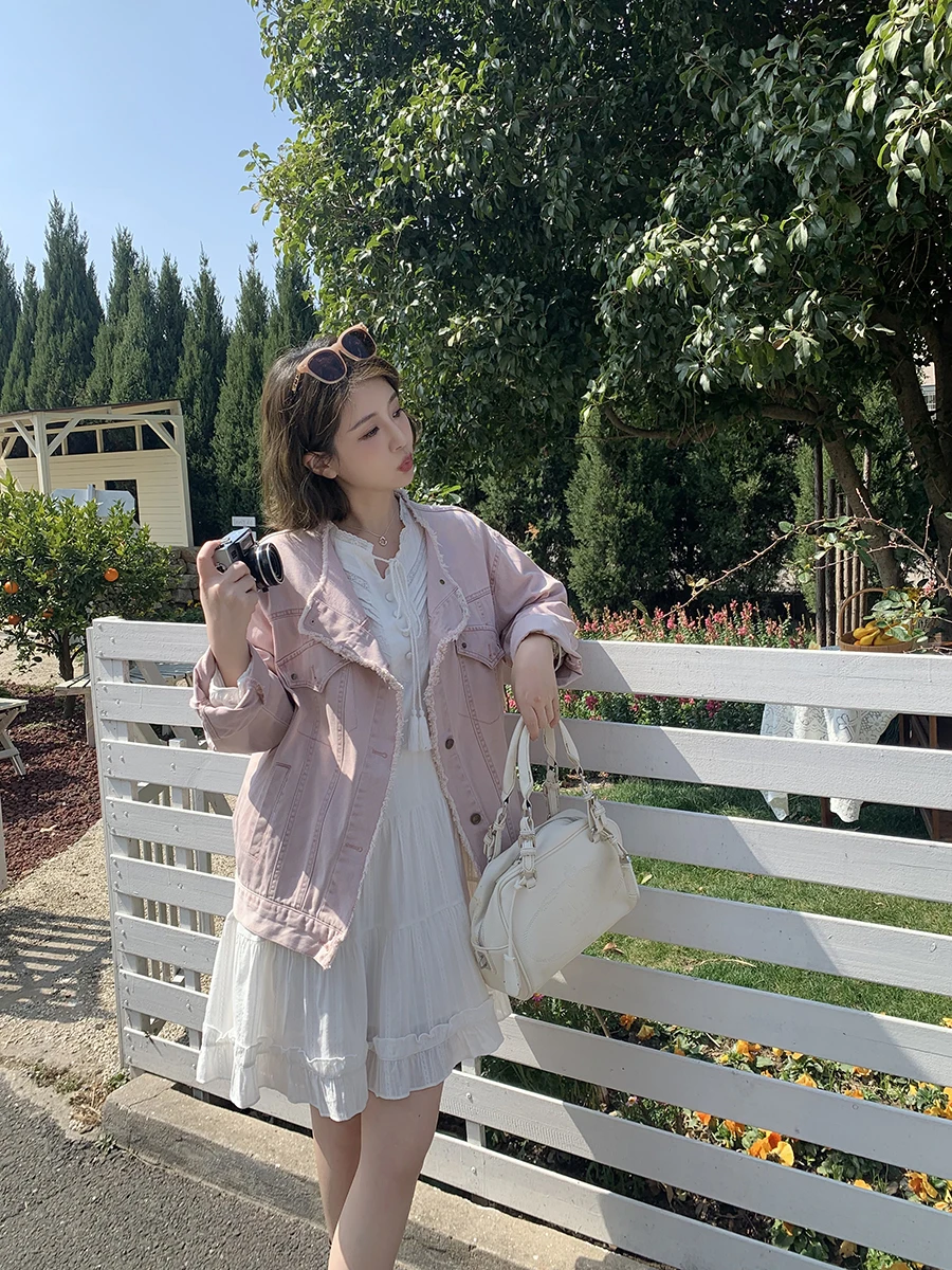 Elinsu Vintage Pink Denim Jaet Women's Spring Autumn Loose Casual Sle Top Collar Cotton Long Sve Regular Fit
Elinsu Vintage Pink Denim Jaet Women's Spring Autumn Loose Casual Sle Top Collar Cotton Long Sve Regular Fit