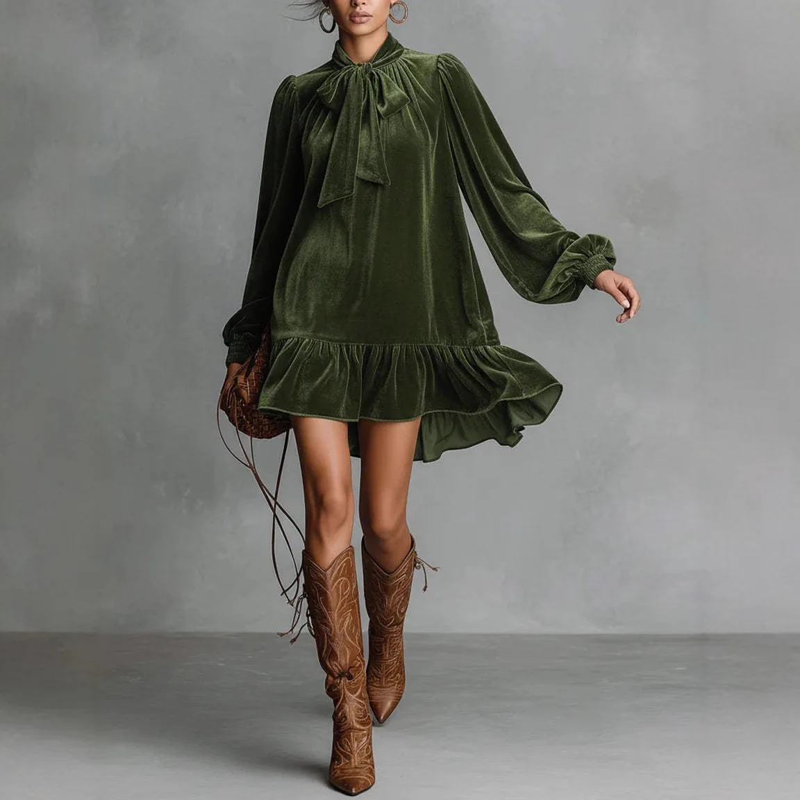 2026 New Fashion Bow Ruffle Dress Women Spring Casual Loose Solid Color Round Neck Long Sleeve Dress Mini Dresses For Women
2026 New Fashion Bow Ruffle Dress Women Spring Casual Loose Solid Color Round Neck Long Sleeve Dress Mini Dresses For Women
