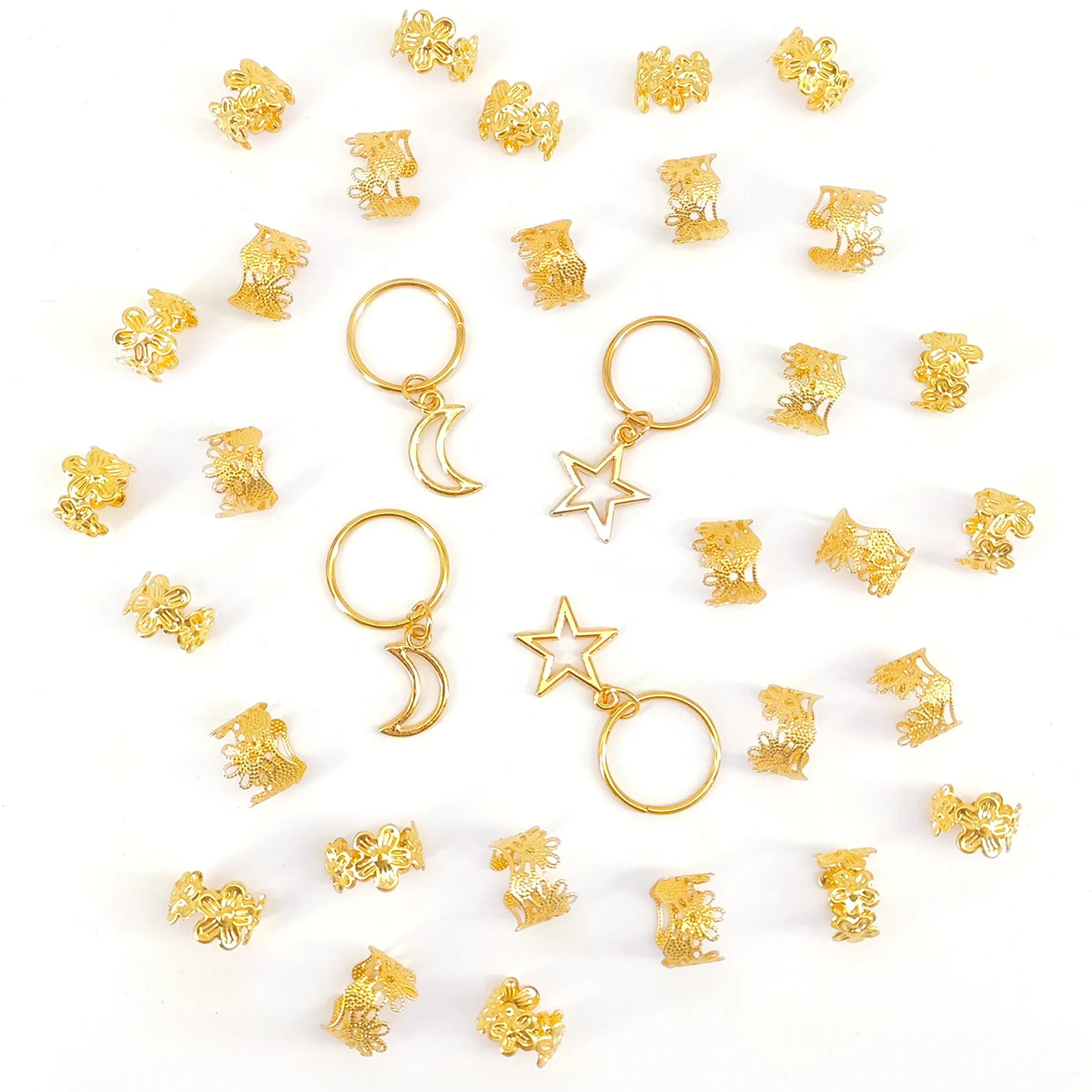 34 Pcs Dreadlock Hair Rings Plum Flower Star Moon Cross Cute Pattern Premium Alloy Braid Rings for Festival Costume Daily
34 Pcs Dreadlock Hair Rings Plum Flower Star Moon Cross Cute Pattern Premium Alloy Braid Rings for Festival Costume Daily