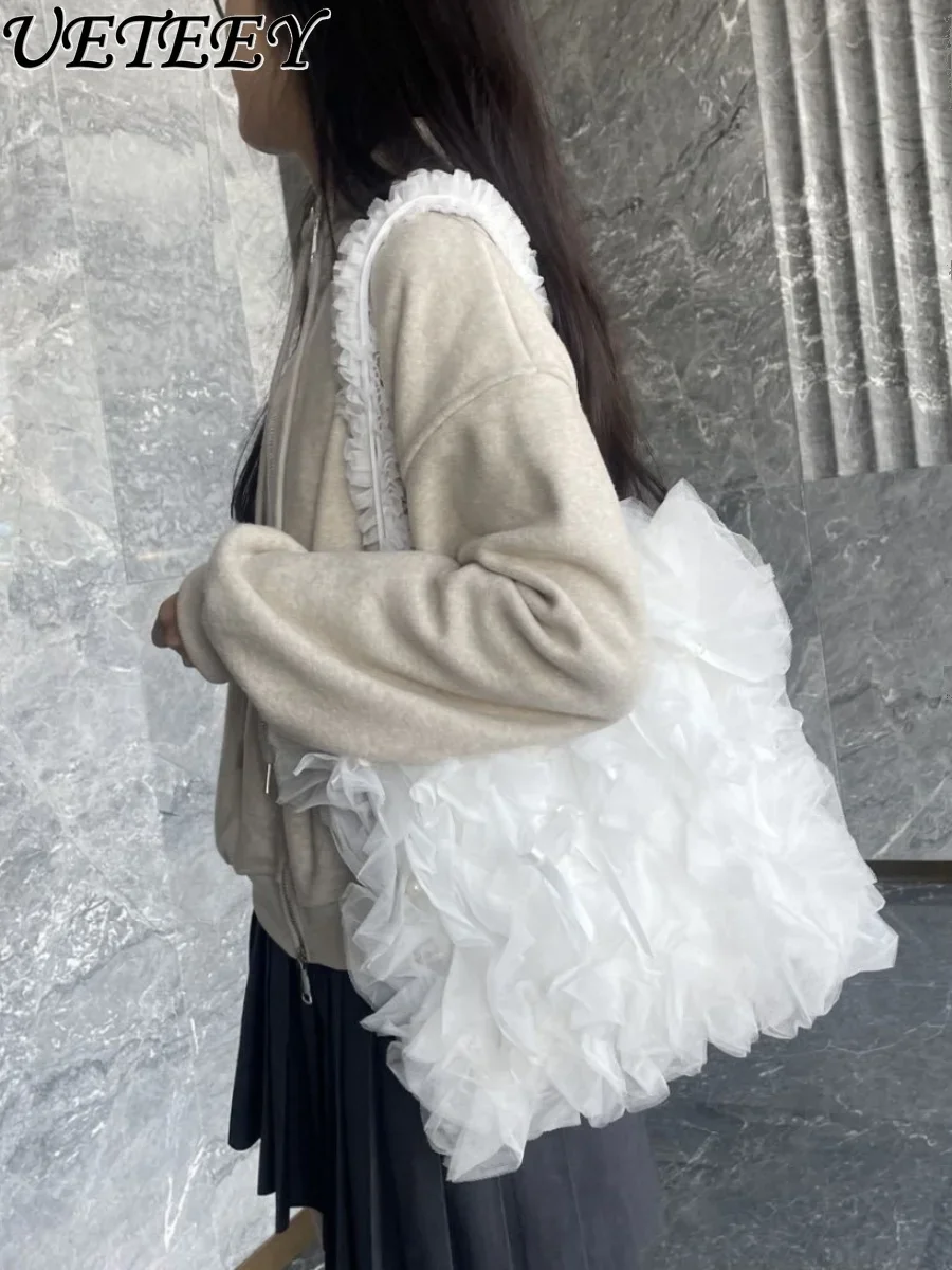 Solid Color Makeup Case Bow Mesh Bucket Handbag Sweet Versatile Women Pearl Shopping Travel Shoulder Bag Cosmetic Bags
Solid Color Makeup Case Bow Mesh Bucket Handbag Sweet Versatile Women Pearl Shopping Travel Shoulder Bag Cosmetic Bags