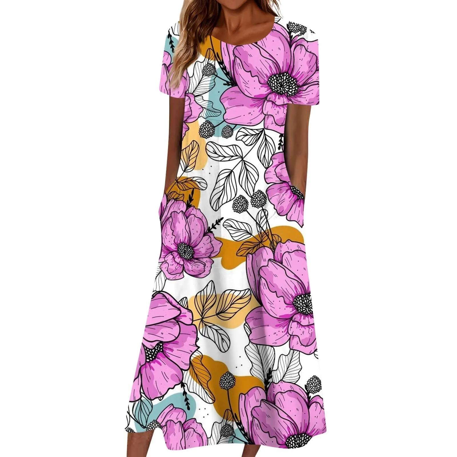 New Fashion Casual 2024 Summer Elegant Dresses For Women O-Neck Print Vintage Short Sleeve Dress Loose Women Clothing
New Fashion Casual 2024 Summer Elegant Dresses For Women O-Neck Print Vintage Short Sleeve Dress Loose Women Clothing