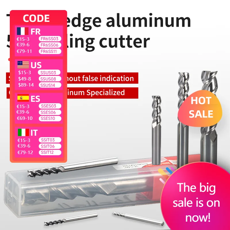 3F End Mill Aluminum 4mm 6mm 8mm 10mm 12mm 14mm 16mm 18mm 20mm HRC55 Carbide Milling Cutter Tungsten Steel Endmills CNC Tools
3F End Mill Aluminum 4mm 6mm 8mm 10mm 12mm 14mm 16mm 18mm 20mm HRC55 Carbide Milling Cutter Tungsten Steel Endmills CNC Tools