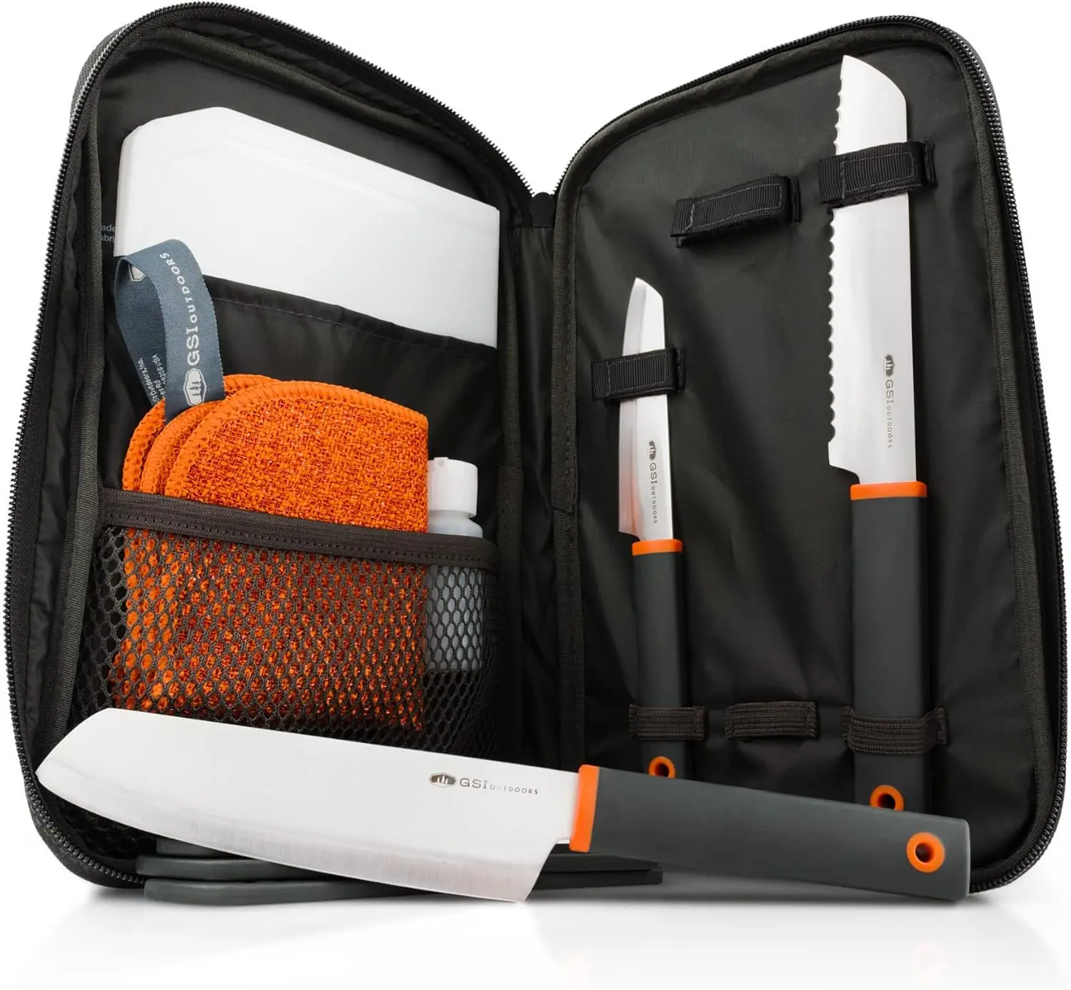 Santoku Knife Set, Compact 6-Piece Camping Chef Knife Kit with Cutting Board, Sheaths & Travel Case
Santoku Knife Set, Compact 6-Piece Camping Chef Knife Kit with Cutting Board, Sheaths & Travel Case