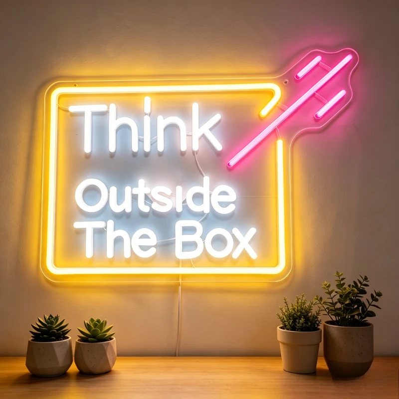 Think Outside The Box Neon Sign LED Wall Art USB Rechargeable Night Light Aesthetic Home Decor for Office Studio Workplace Gift
Think Outside The Box Neon Sign LED Wall Art USB Rechargeable Night Light Aesthetic Home Decor for Office Studio Workplace Gift
