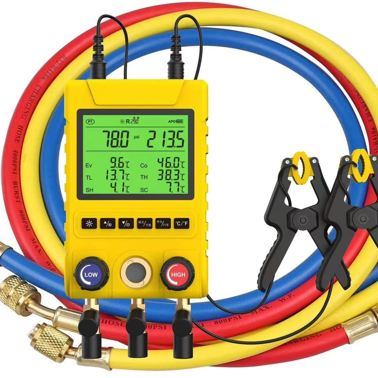 MG-100 Intelligent Digital Stainless Steel HVAC Pressure Gauge R410A Refrigeration Electric Manifold Tool 240V
MG-100 Intelligent Digital Stainless Steel HVAC Pressure Gauge R410A Refrigeration Electric Manifold Tool 240V