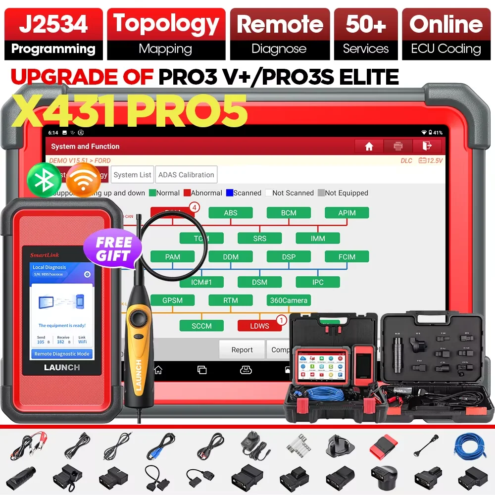 Launch X431 pro 5 PRO5 Car Diagnostic Tool OBD2 Scanner with J2534 SmartBox SmartLink Auto Programming Compatible with X-431 V+
Launch X431 pro 5 PRO5 Car Diagnostic Tool OBD2 Scanner with J2534 SmartBox SmartLink Auto Programming Compatible with X-431 V+
