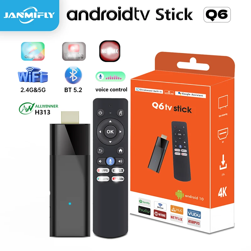Janmifly Q6 Smart Tv Stick Android 10 2.4G/5G Dual Wifi 4K HDR 10 Mini Tv Stick Allwinner H313 Streaming Media Player
Janmifly Q6 Smart Tv Stick Android 10 2.4G/5G Dual Wifi 4K HDR 10 Mini Tv Stick Allwinner H313 Streaming Media Player