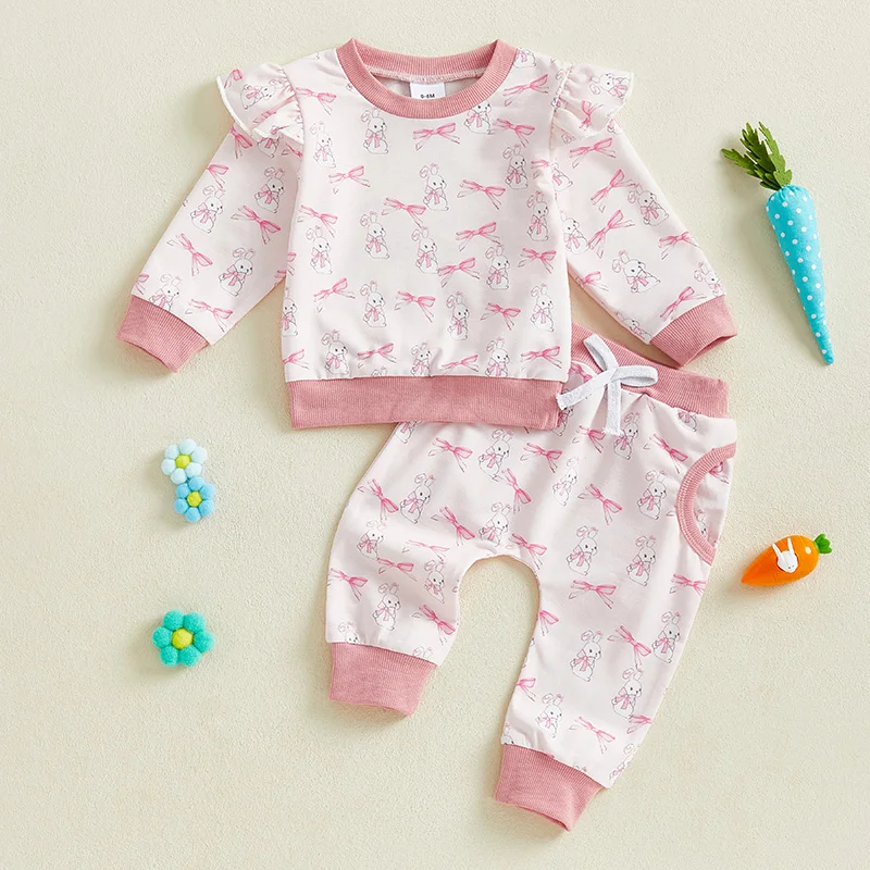 SUNSIOM Toddler Girl Easter Outfits Bow Bunny Print Long Sleeve Sweatshirt with Elastic Waist Long Pants 2 Pcs Set
SUNSIOM Toddler Girl Easter Outfits Bow Bunny Print Long Sleeve Sweatshirt with Elastic Waist Long Pants 2 Pcs Set