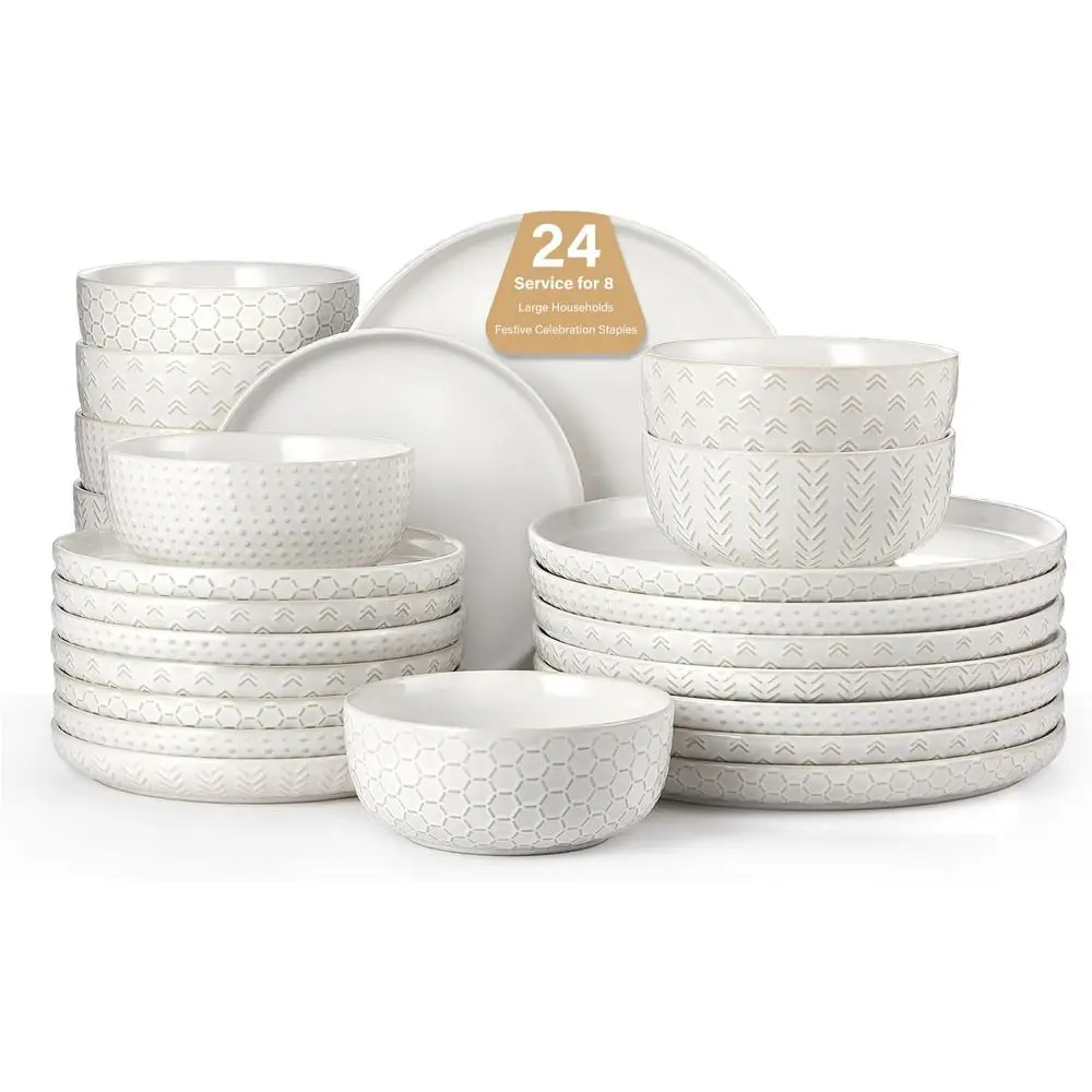 24 Piece Dinnerware Sets or 8 - armhouse Style Stoneware Plates and Bowls Sets - Scratch Resistant & Dishwasher Sae, Emed Boho C
24 Piece Dinnerware Sets or 8 - armhouse Style Stoneware Plates and Bowls Sets - Scratch Resistant & Dishwasher Sae, Emed Boho C