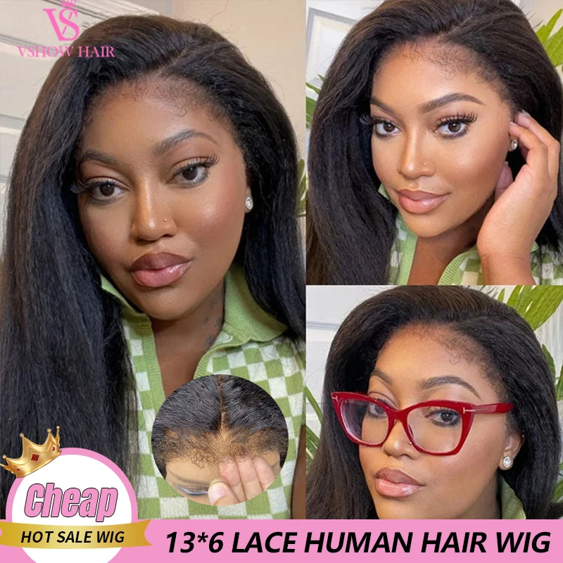 VSHOW 4c Curly Edges Kinky Straight Human Hair 13x6 Lace Front Wig Pre Plucked Brazilian Virgin 100% Real Human Hair for Woman
VSHOW 4c Curly Edges Kinky Straight Human Hair 13x6 Lace Front Wig Pre Plucked Brazilian Virgin 100% Real Human Hair for Woman