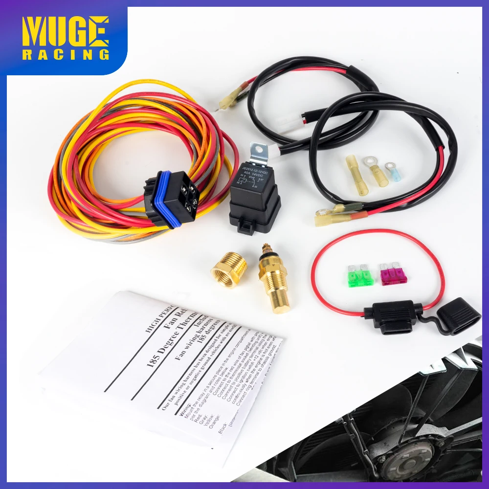 MUGE-40A Electric Fan Wiring Thermostat Temperature Switch Relay Kit 185F On 165F Off Universal Electric Fan Wiring Kit WH004
MUGE-40A Electric Fan Wiring Thermostat Temperature Switch Relay Kit 185F On 165F Off Universal Electric Fan Wiring Kit WH004