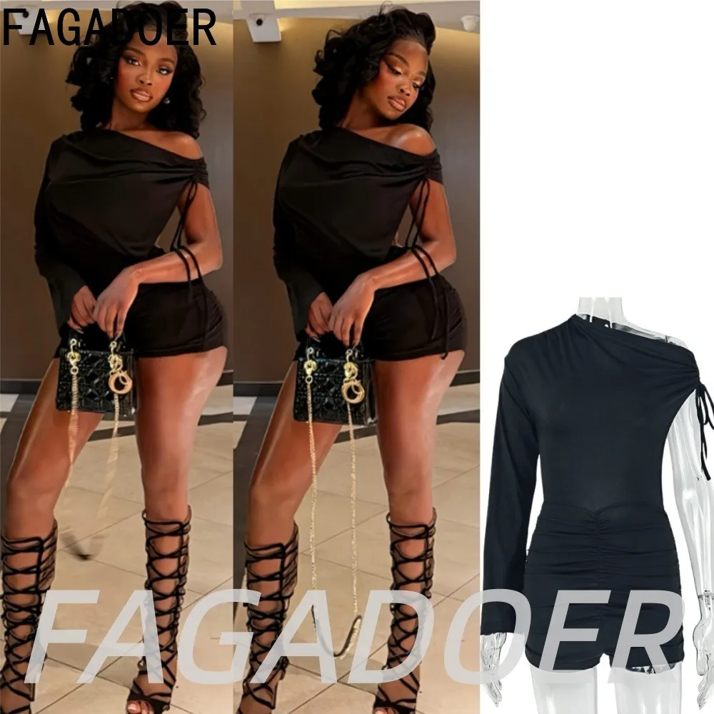 FAGADOER Women's Sexy Irregular Off Shoulder Rompers Y2K Summer Fashion Black Ruched Lace-upup Back Hollow Out Bodycon Jumpsuits
FAGADOER Women's Sexy Irregular Off Shoulder Rompers Y2K Summer Fashion Black Ruched Lace-upup Back Hollow Out Bodycon Jumpsuits