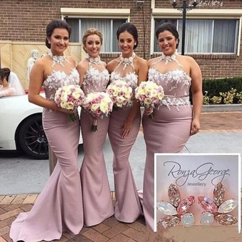 Pink Halter Bridesmaid Dresses Sleeveless Floral Mermaid Prom Gowns Floor Length Wedding Guest Maid Of Honor Gowns Dress
Pink Halter Bridesmaid Dresses Sleeveless Floral Mermaid Prom Gowns Floor Length Wedding Guest Maid Of Honor Gowns Dress