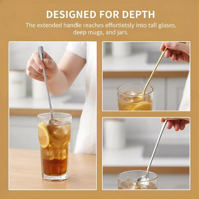 6PCS Long Handle Dessert Spoons Stainless Steel Coffee Spoon Set for Tea and Ice Cream Great for Outdoor Picnic
6PCS Long Handle Dessert Spoons Stainless Steel Coffee Spoon Set for Tea and Ice Cream Great for Outdoor Picnic