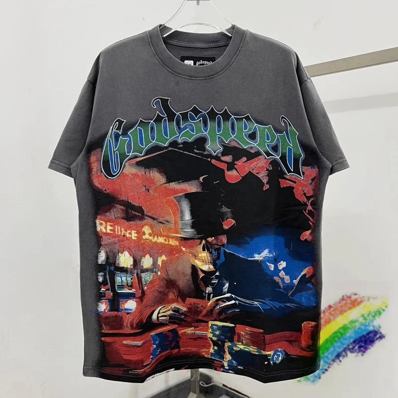 GOD SPEED Short Sleeve Streetwear Skull Letter Print T Shirts Men Women Loose Casual Godspeed Top Tee
GOD SPEED Short Sleeve Streetwear Skull Letter Print T Shirts Men Women Loose Casual Godspeed Top Tee
