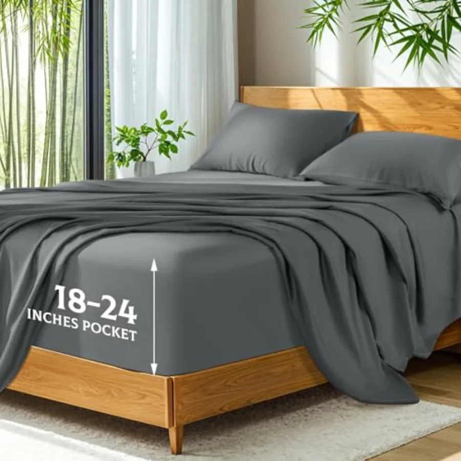100% Viscose Derived from Bamboo_, Extra Deep Pocket up to 18"-24", Ultra Soft and Cooling Sheets for Hot Sleepers, Hotel Luxur
100% Viscose Derived from Bamboo_, Extra Deep Pocket up to 18"-24", Ultra Soft and Cooling Sheets for Hot Sleepers, Hotel Luxur