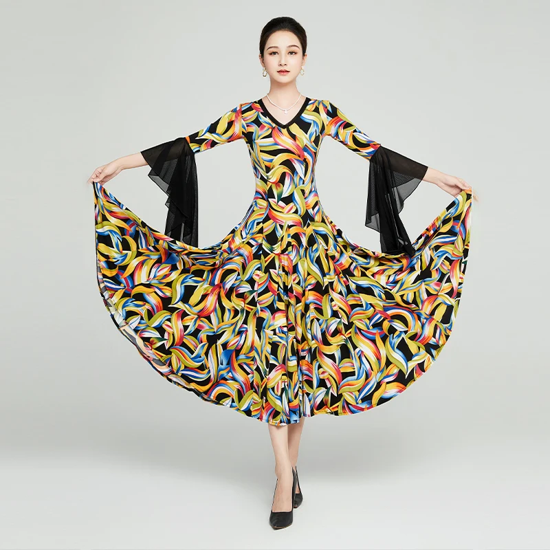 Waltz 2024 New Modern Dance Costume Ribbon Long Sleeve Swing V Net Neck Dress National Standard Tango Foxtrot Costume
Waltz 2024 New Modern Dance Costume Ribbon Long Sleeve Swing V Net Neck Dress National Standard Tango Foxtrot Costume