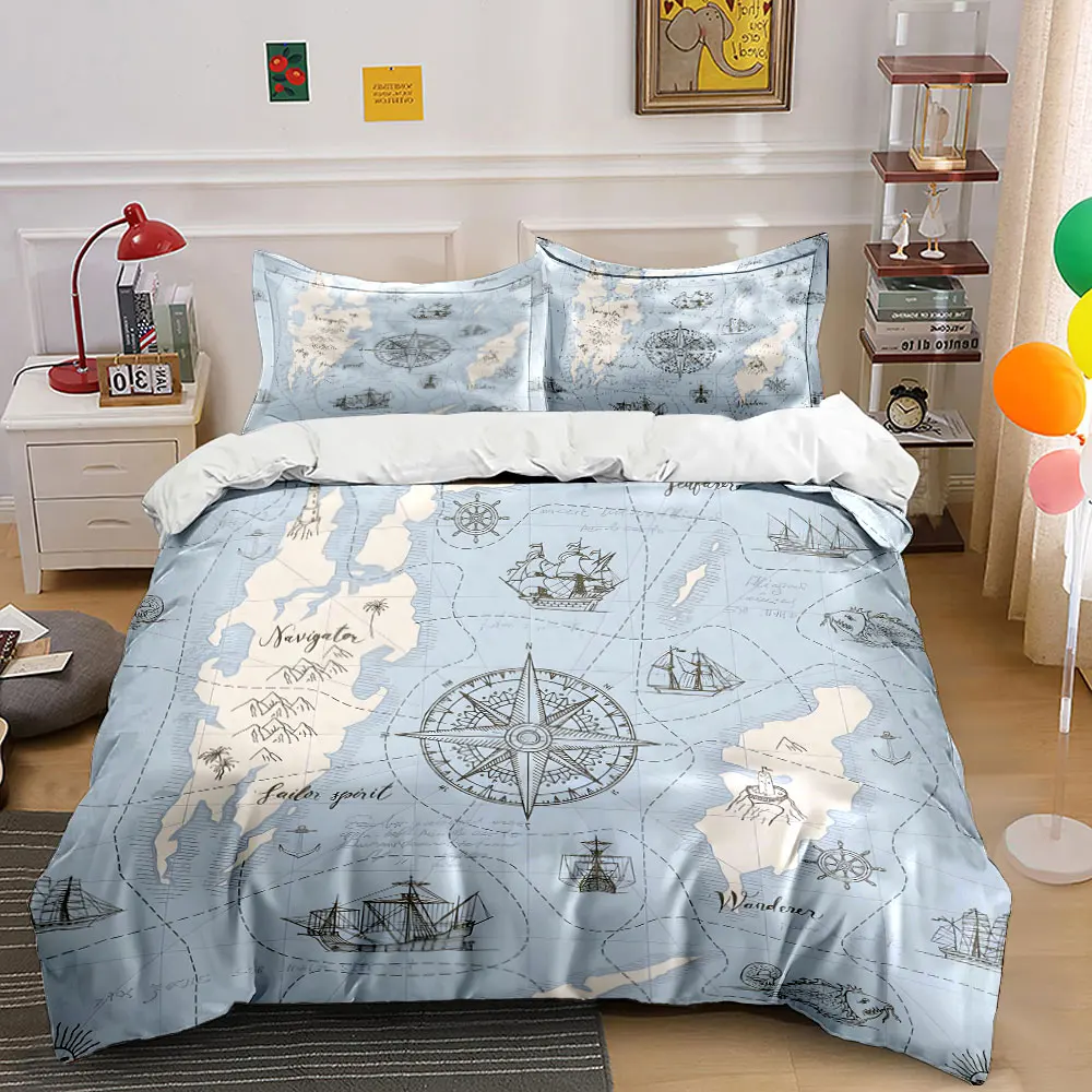 Nautical map with vintage ships Print Soft Comfortable Duvet Cover Bedding Set Included 1*Duvet Cover 2*Pillowcases
Nautical map with vintage ships Print Soft Comfortable Duvet Cover Bedding Set Included 1*Duvet Cover 2*Pillowcases