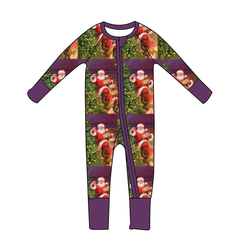 New design Christmas style onesie Long sleeve trousers two zipper style milk silk fabric Christmas pattern
New design Christmas style onesie Long sleeve trousers two zipper style milk silk fabric Christmas pattern