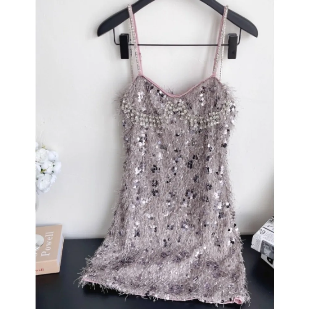 Сексуальное шикарное платье без рукавов со стразами и кисточками, элегантное корейское модное тонкое летнее винтажное платье, женская одежда
Сексуальное шикарное платье без рукавов со стразами и кисточками, элегантное корейское модное тонкое летнее винтажное платье, женская одежда