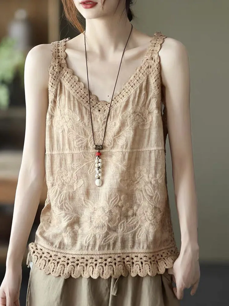 2025 Summer New Fashionable Hollow Embroidered Cotton and Hemp Strap Women Loose Ethnic Style Undercover Tank Top
2025 Summer New Fashionable Hollow Embroidered Cotton and Hemp Strap Women Loose Ethnic Style Undercover Tank Top