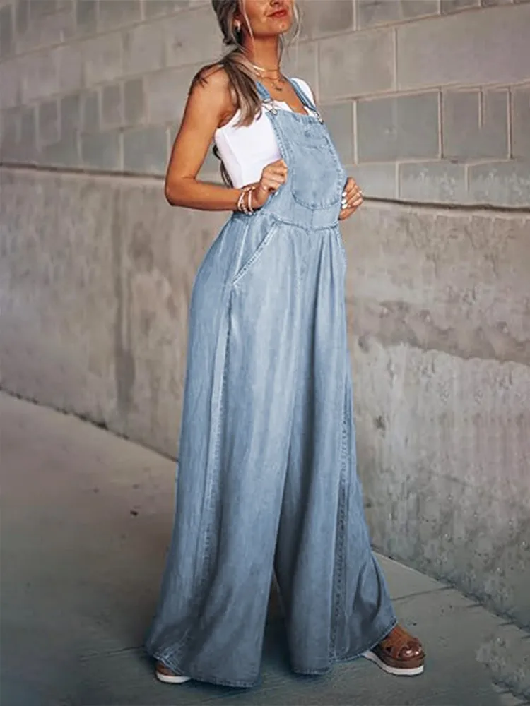 Women's sleeveless solid color denim overalls onepiece pants spring and autumn new fashion daily casual denim overalls
Women's sleeveless solid color denim overalls onepiece pants spring and autumn new fashion daily casual denim overalls