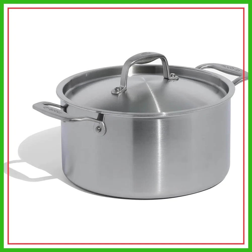 6 Quart Stainless Steel Stock Pot with Lid, 5 Ply Clad, Induction Compatible, Crafted in Italy
6 Quart Stainless Steel Stock Pot with Lid, 5 Ply Clad, Induction Compatible, Crafted in Italy